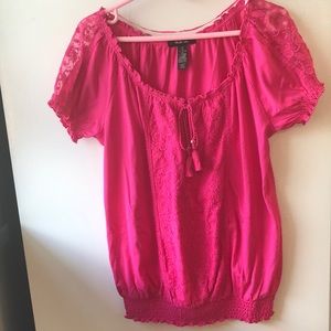 NWOT Style&Co Lace-up pink top